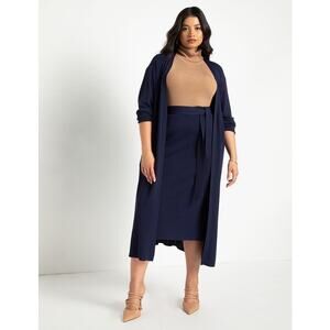 Eloquii Cardigan Sweater Throw On Duster Open Front Knit Navy Blue Size 22/24
